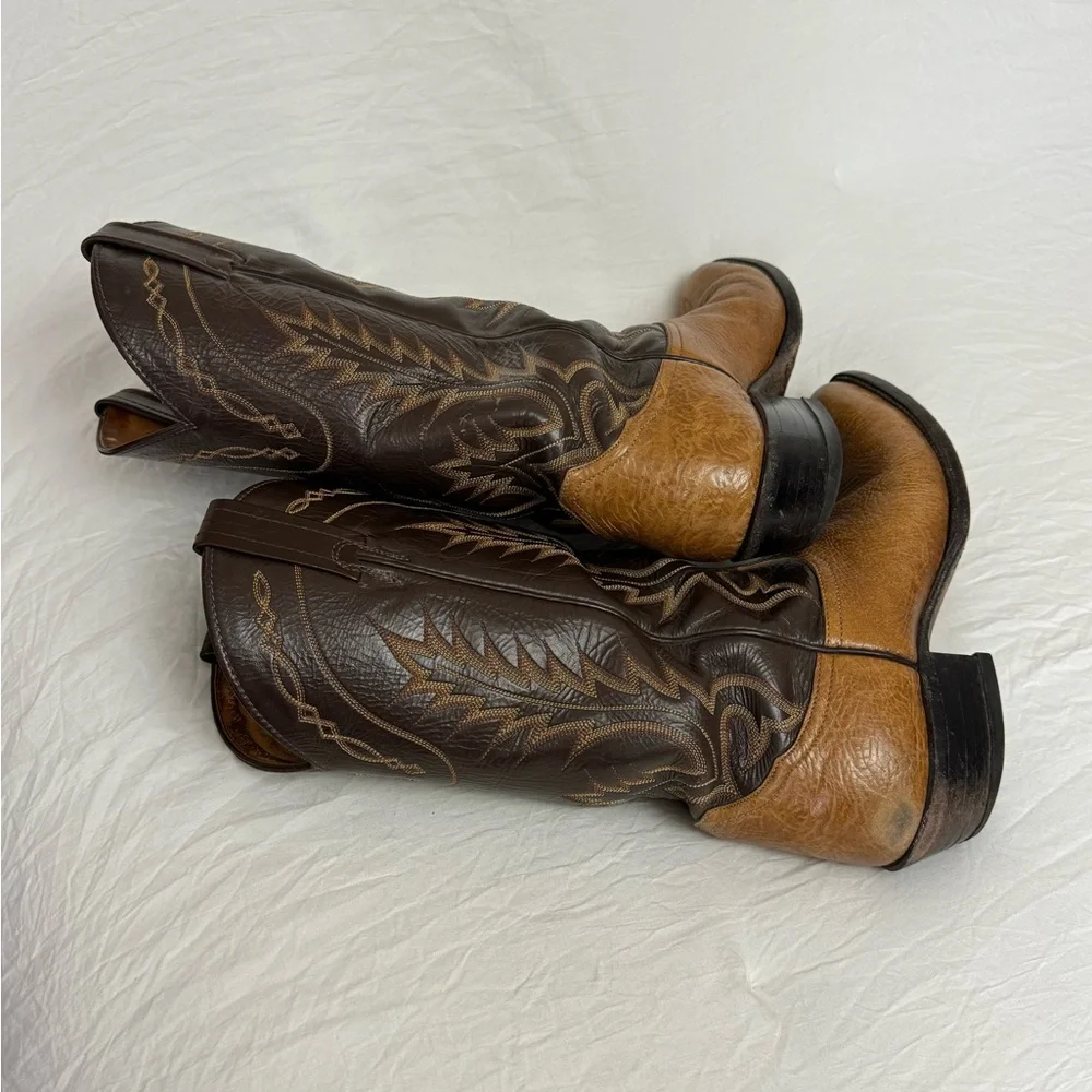 Tony Lama Black Label 6530 Western Cowboy Boots Brown Leather Men's Size 10B